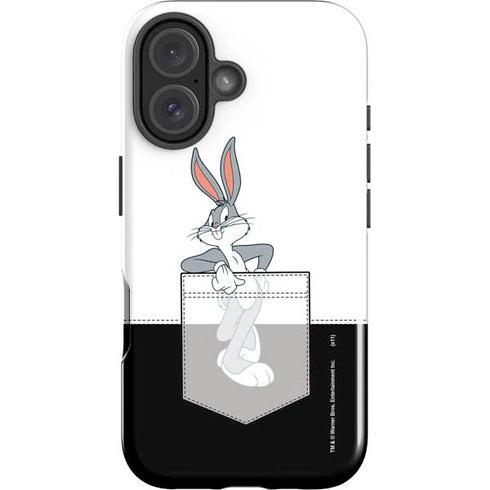 Looney Tunes Bugs Bunny Black White iPhone 16 Plus Impact Case